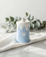 Candle-Shaped Ceramic Pet Urn for Ashes - Light Blue - Image 4