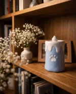 Candle-Shaped Ceramic Pet Urn for Ashes - Light Blue - Image 5