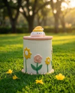 Floral Garden Ceramic Pet Urn for Ashes - Yellow Hat Dog - Image 5