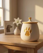 Gold Paw Print Ceramic Pet Urn for Ashes - Image 4