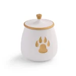 Gold Paw Print Ceramic Pet Urn for Ashes