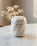 White Ceramic Paw Print Pet Urn for Ashes - Image 2