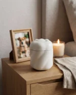 White Ceramic Paw Print Pet Urn for Ashes - Image 3