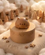 Wooden Cat Music Box Urn for Ashes - Image 3