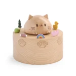 Wooden Cat Music Box Urn for Ashes