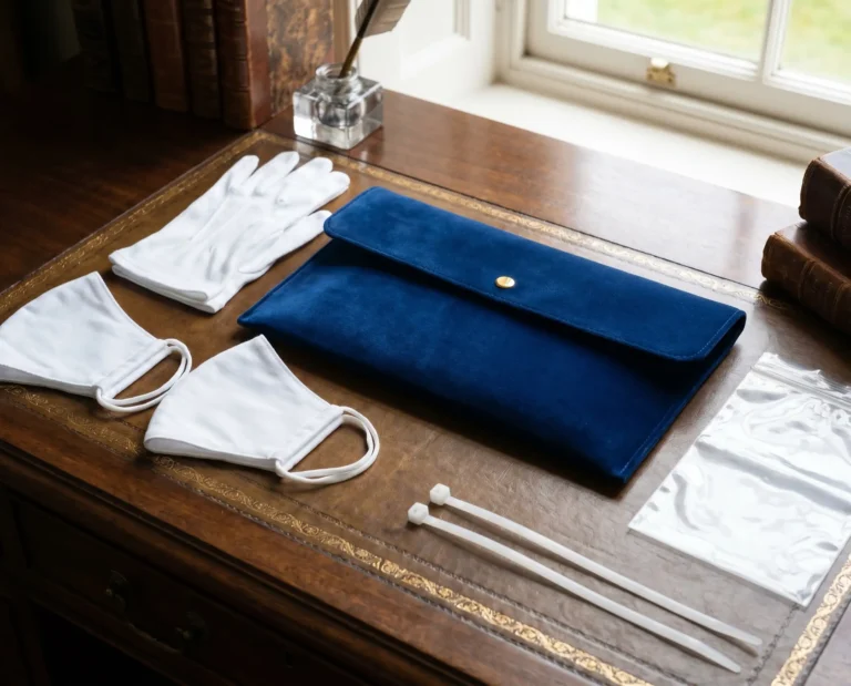 Royal Memorials Ceremony Care Kit including gloves, masks, and secure containment accessories