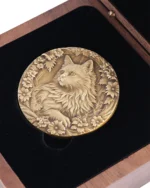 Custom 3D Relief Portrait Keepsake Box – Solid Walnut & Brass Pet Memorial Box - Image 3