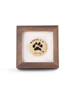 Custom Paw Print Pet Memorial Frame – Small Solid Walnut Display with Engraved Brass Disc