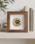 Custom Paw Print Pet Memorial Frame – Small Solid Walnut Display with Engraved Brass Disc - Image 4
