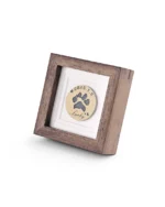 Custom Paw Print Pet Memorial Frame – Small Solid Walnut Display with Engraved Brass Disc - Image 2