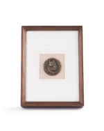 Custom Single Portrait Pet Memorial Frame – Walnut Display with 3D Brass Relief