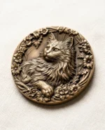 Custom Single Portrait Pet Memorial Frame – Walnut Display with 3D Brass Relief - Image 6