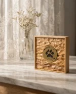 Custom Textured Wood Pet Memorial Plaque – Engraved Brass Disc - Image 5