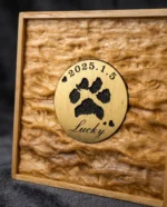 Custom Textured Wood Pet Memorial Plaque – Engraved Brass Disc - Image 6
