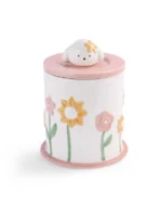 Floral Garden Ceramic Pet Urn for Ashes - Yellow Hair Clip Dog