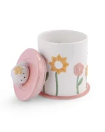 Floral Garden Ceramic Pet Urn for Ashes - Yellow Hair Clip Dog - Image 2