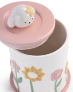 Floral Garden Ceramic Pet Urn for Ashes - Yellow Hair Clip Dog - Image 3