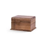 Subtle Cross Engraved Walnut Cremation Urn for Ashes