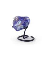 Blue Butterfly Cloisonne Heart Keepsake Urn with Stand - Image 2