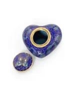 Blue Butterfly Cloisonne Heart Keepsake Urn with Stand - Image 3