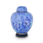 Blue Floral Cloisonne Cremation Urn
