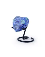 Blue Floral Cloisonne Heart Keepsake Urn with Stand - Image 2