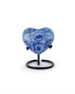 Blue Floral Cloisonne Heart Keepsake Urn with Stand