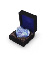 Blue Floral Cloisonne Heart Keepsake Urn with Stand - Image 4