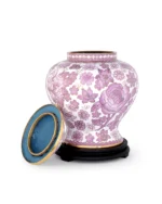Blush Pink & White Floral Cloisonne Cremation Urn - Image 2
