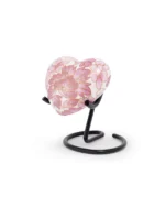 Blush Pink & White Floral Cloisonne Heart Keepsake Urn with Stand - Image 2