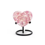 Blush Pink & White Floral Cloisonne Heart Keepsake Urn with Stand