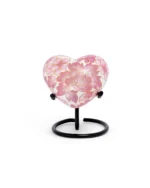 Blush Pink & White Floral Cloisonne Heart Keepsake Urn with Stand