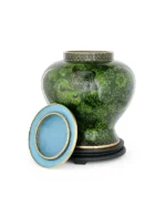 Forest Green Floral Cloisonne Cremation Urn - Image 2