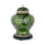 Forest Green Floral Cloisonne Cremation Urn