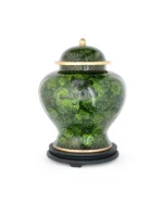 Forest Green Floral Cloisonne Cremation Urn