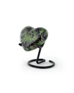 Forest Green Floral Cloisonne Heart Keepsake Urn with Stand - Image 2