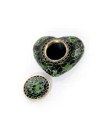 Forest Green Floral Cloisonne Heart Keepsake Urn with Stand - Image 3