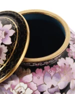 Pink Floral on Black Cloisonne Cremation Urn - Image 3