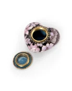 Pink Floral on Black Cloisonne Heart Keepsake Urn with Stand - Image 3