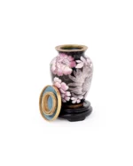 Pink Floral on Black Cloisonne Keepsake Urn - Image 2