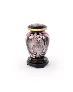 Pink Floral on Black Cloisonne Keepsake Urn