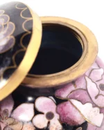 Pink Floral on Black Cloisonne Keepsake Urn - Image 3