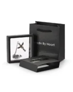 Royal Memorials luxury black presentation box and display frame for cremation necklace