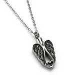 Angel Wings Heart Cremation Necklace for Ashes