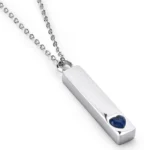 Blue Crystal Heart Bar Cremation Necklace for Ashes