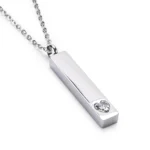 Clear Crystal Heart Bar Cremation Necklace for Ashes