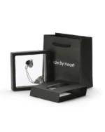 Royal Memorials luxury black presentation box and display frame for crystal heart cremation necklace