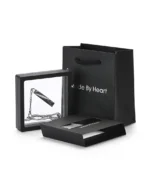 Royal Memorials luxury black presentation box and display frame for lavender crystal heart bar cremation necklace