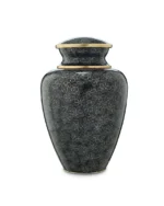 Midnight Teal Floral Cloisonne Cremation Urn for Ashes handcrafted brass memorial urn with floral enamel design Royal Memorials