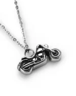 Motorcycle cremation necklace for ashes with stainless steel cruiser bike pendant